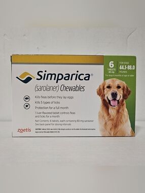 Flea & Tick Protection For 44-88 lbs Large Dogs (6 Tablets)